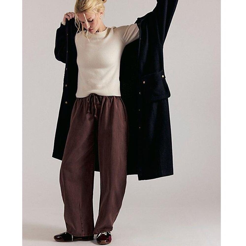 Free People Lex Pull-On Barrel Pant Drawstring Brown Size Large